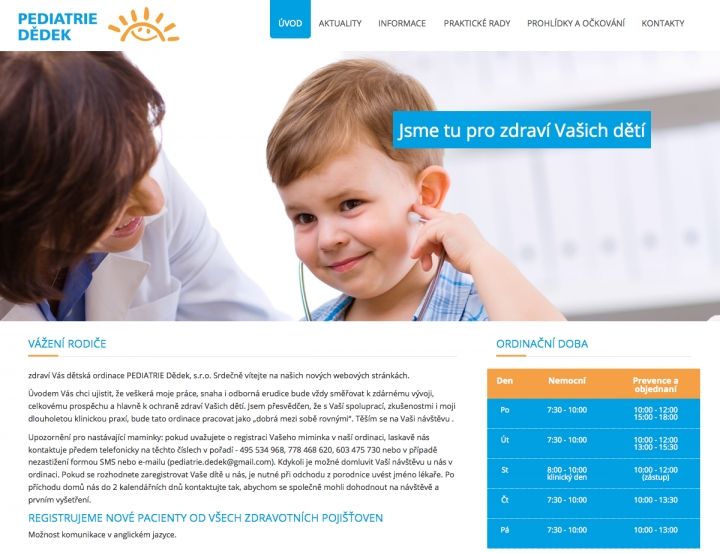 Pediatrie Dědek - webstránka pre detskú ordináciu