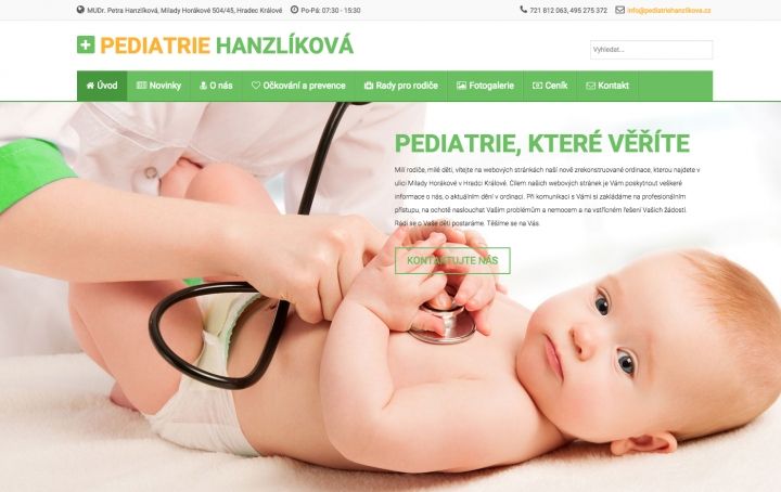 Pediatrie Hanzlíková - webstránka pre detskú ordináciu