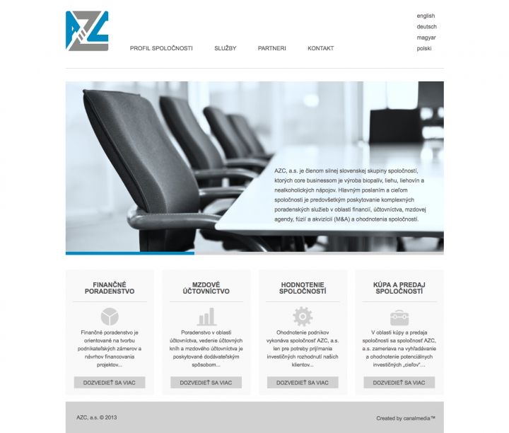 AZC - redesign webstránky pre poradenskú spoločnosť