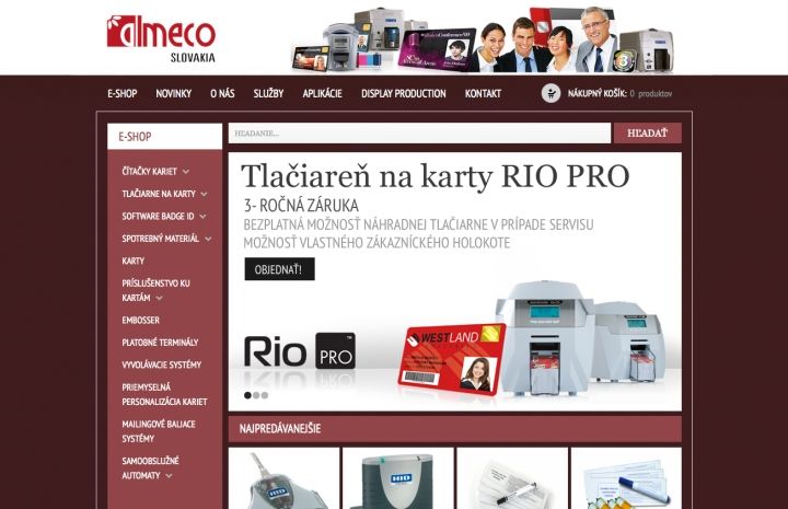 Almeco.sk - webstránka a e-shop pre kartové riešenia