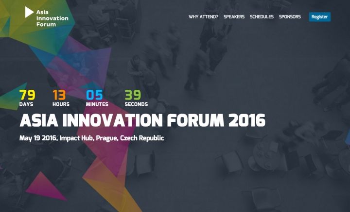 Webstránka pre konferenciu ASIA INNOVATION FORUM 2016