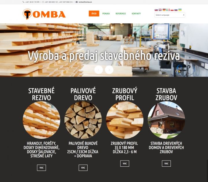 TOMBA.sk - výroba a spracovanie drevnej guľatiny od roku 1993