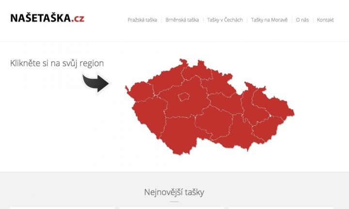 Webstránka pro projekt Našetaška.cz