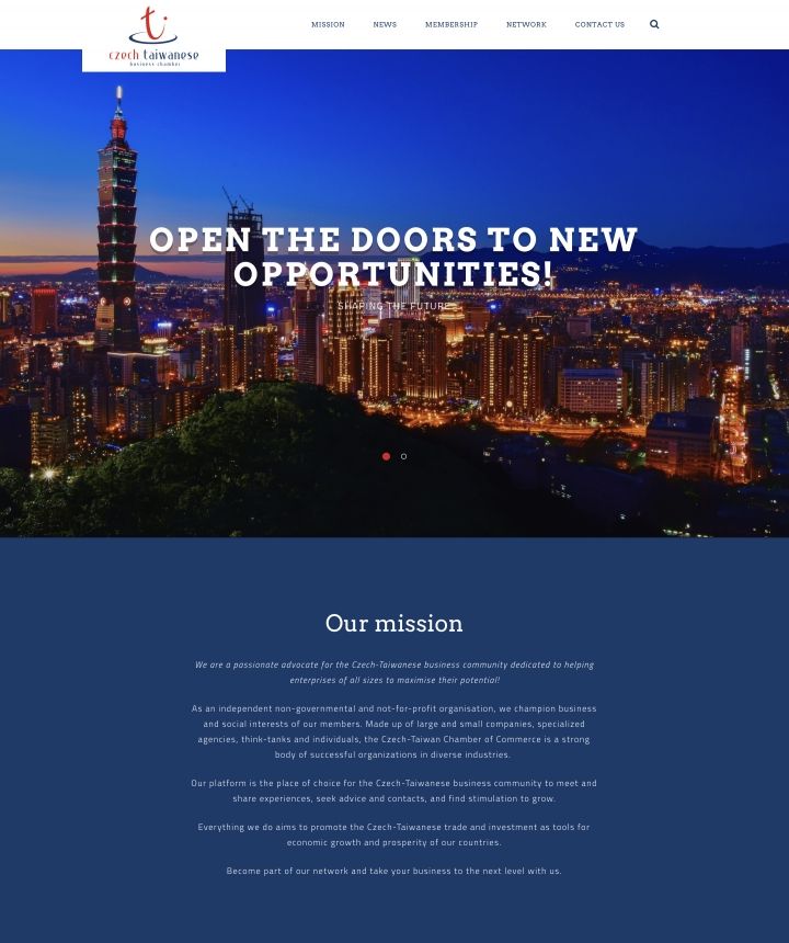 Webstránka pre Česko-taiwanskú obchodnú komoru