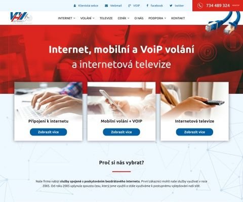 Webstránka pre poskytovateľa bezdrátového internetu - VHV speed